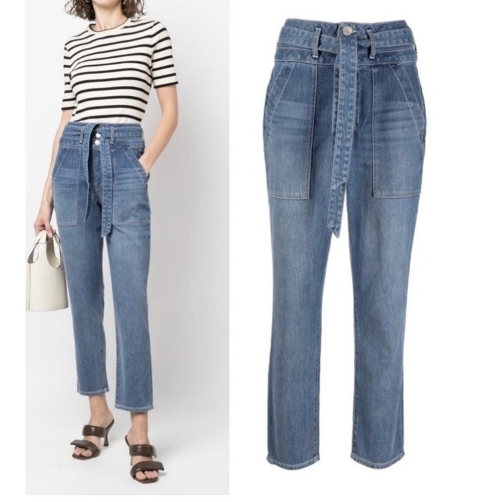 Veronica Beard Jeans Logan Extra‎ High Rise Slim Straight Clearwater Jeans 28